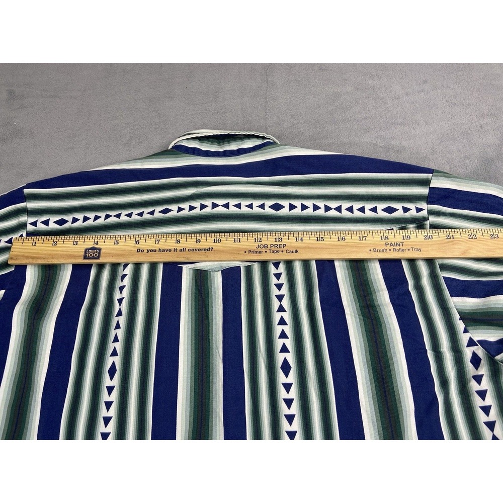 Vintage Roper Shirt Men XL Green Stripe Western Cowboy Heavy Brushpopper Pearl - Picture 10 of 10